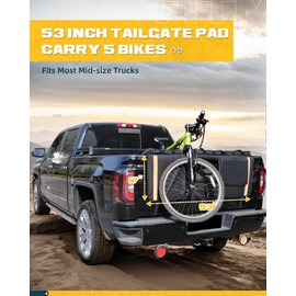 Trumgeta 53" Heavy-Duty Truck Tailgate Bike Pad for Mountain Bikes, BMX, Ebikes & More | Truck Tailgate Cover with Reflective Strips & Tool Pockets | Fits Full-Size Trucks, Carries 5 Bikes