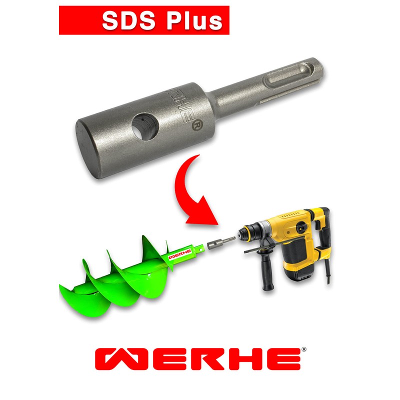 WERHE Professional Adaptor for Earth Drill Suitable for SDS Plus
