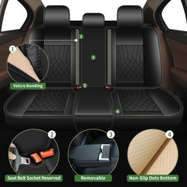 IKABEVEM Bling Diamond Embroidered Seat Covers for Hyundai Sonata 2007-2025 2026, Full Set 5 Seats, Sparkle Rhinestone Breathable Perforated Faux Leather Car Seat Covers for Women (Black)