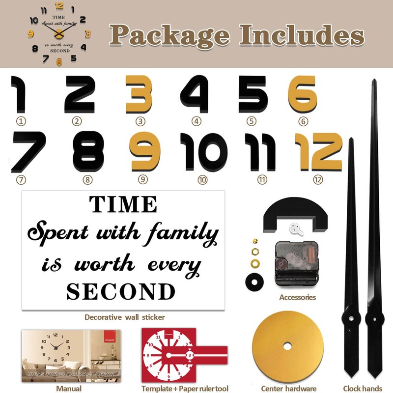 VANGOLD Wall Clock Large Wall Clock for Living Room Decor,