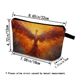 YULUENZE Phoenix Bird Makeup Bag Cute Small Organizer Bag with Zipper Fire Phoenix Cosmetic Bag Birthday Gifts for Women Sisters Friends