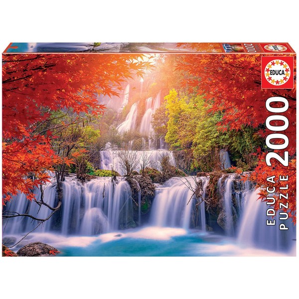 Educa - Waterfall in Thailand - 2000 Piece Jigsaw Puzzle - Puzzle Glue Included - Completed Image Measures 37.75" x 26.75" - Ages 14+ (19280)