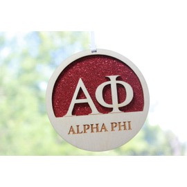 Sorority Shop Alpha Phi - Laser Carved Greek Letter Ornament - 3" Round