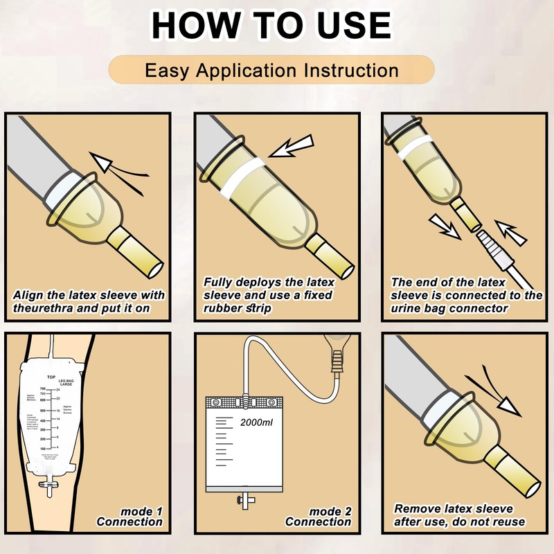 20 Pcs Latex Catheter with Adhesive Strips, External Self Sealing