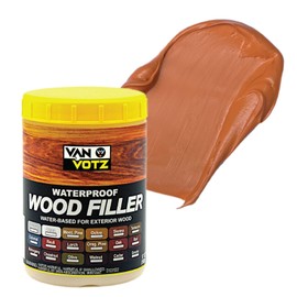 VAN VOTZ Waterproof Wood Filler [17oz, Rauli] - Exterior Grade Wood Repair in 18 Paintable and Stainable Colors. Strong Adhesion and Durability in All Weather Conditions.
