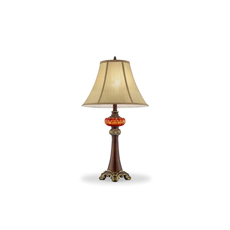 OK Lighting OK-4283T Gold Amber Table Lamp, 16" x 16"