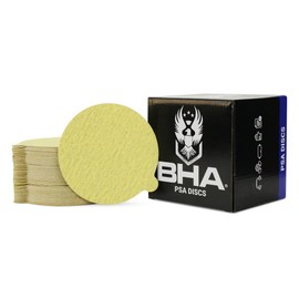 BHA 5" Inch Gold Peel and Stick Adhesive Backed PSA Sanding Discs with Tabs - 100 Pack (320 Grit)