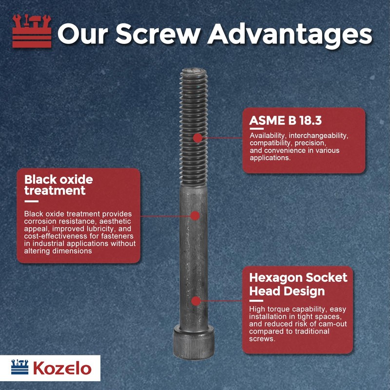 Kozelo 4pcs Cap Bolt Cap Screw [M8-1.25 x 140mm] Hex