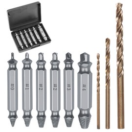 9PCS Damaged Screw Extractor Set, High Hardness HSS 6542 (63-65HRC) Carbide Twist Drills & Reverse Thread Design Professional Stripped/Rusted Screw Remover Tool Kit for Men