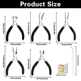 5 Pcs Jewelry Making Pliers Tools with Needle/Chain Nose Pliers, Round Nose, Bent Nose-Matte Handle