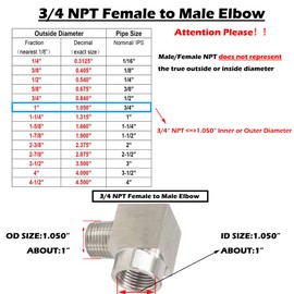 Beduan Stainless Steel Cast Pipe Fittings, 90 Degree Street Elbow 3/4" NPT Male x 3/4" NPT Female Water Fuel Air