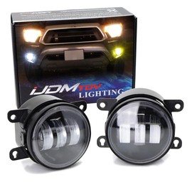 iJDMTOY Clear Lens 6000K White/2500K Yellow Dual Color 20W High Power LED Fog Light Assembly Compatible With Acura Honda Nissan Subaru Land Rover Suzuki, etc