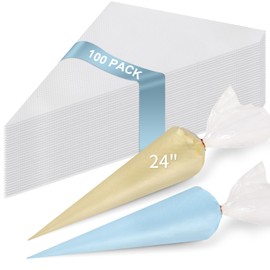 24 Inch Extra Large Piping Bags Disposable, 100 Pieces Icing Bags, Tipless Piping Bags, Thickened Pastry Bags, Non-Slip & Anti-Burst, Frosting Piping Bags for Cakes Cookies Decoration