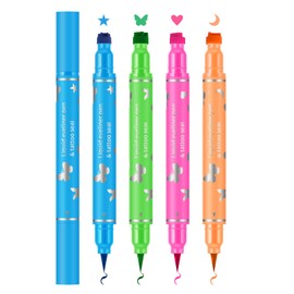 KYDA 4 Color Eyeliner Stamp Liquid Eyeliner, Waterproof & Smudge-proof Colorful Eyeliner pen，Fluorescent Rainbow Eye Liners for Women