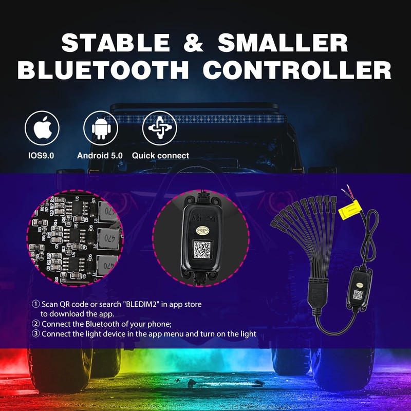 Nilight RGB LED Rock Lights Kit 10 Pods Underglow Multicolor