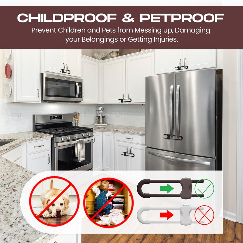 Jetec 10 Pieces Cabinet Locks for Babies, U-Shaped Proofing Drawers
