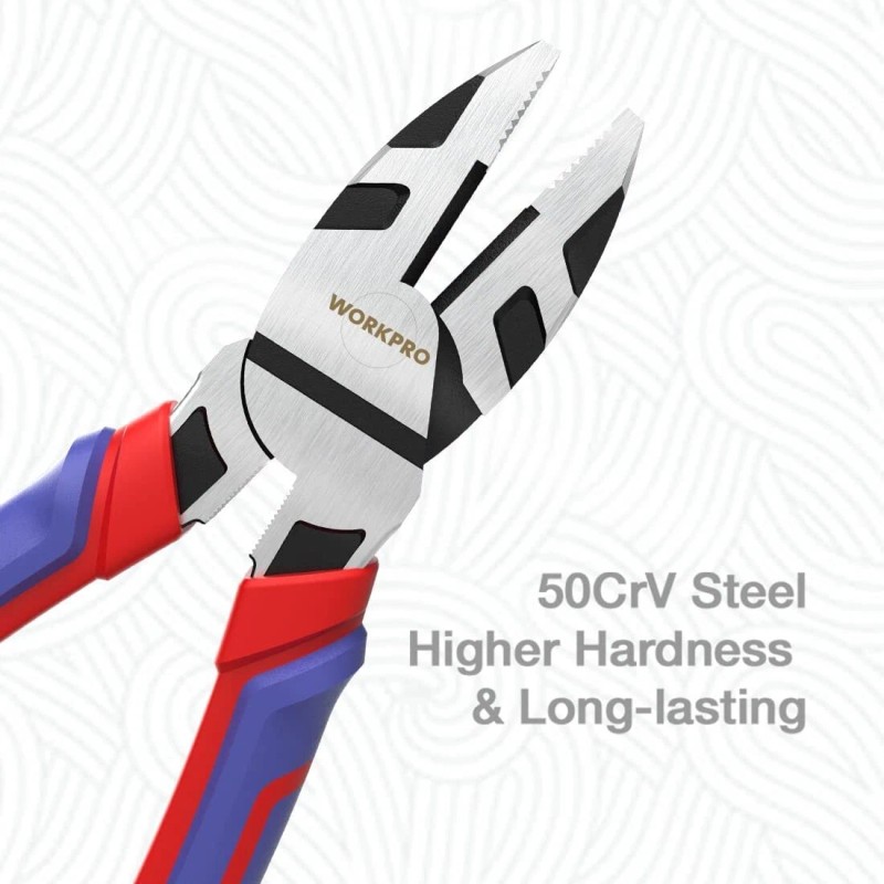 WORKPRO 8'' Linesman Pliers Steel for Twisting Cutting Wires Clamping