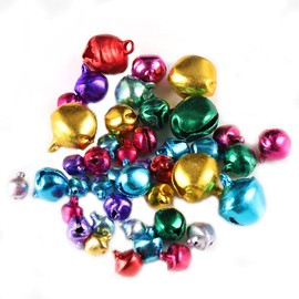 Pack of 100 Colourful Metal Bells, Iron Bells, with Eyelet, Christmas Wedding Decor, Pendant Bells for DIY Crafts, Jewellery Making, Pet, Wind Chime, Christmas Decoration, 14 mm