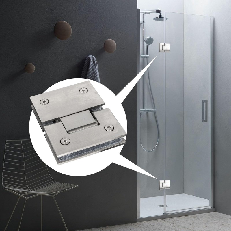 Cokritsm 2Pack Silver Glass Shower Door Hinges 180 Degrees Door