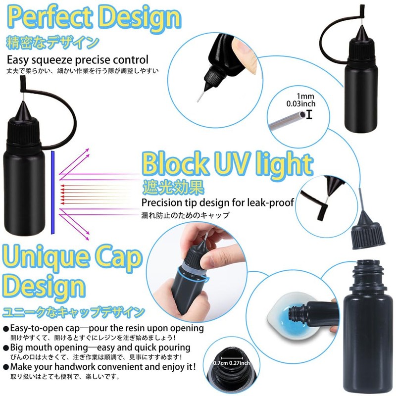 FUNSHOWCASE Dropper Needle Bottle Tool for Resin Liquid Container Blackout