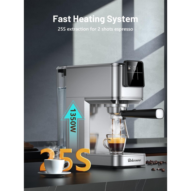 RELEXNOW Espresso Machine, 20 Bar Professional Espresso Coffee Maker with