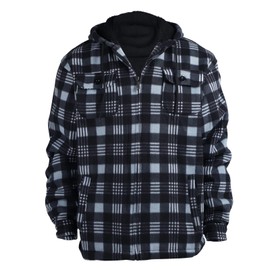 Yasumond Mens Winter Jackets Flannel Fleece Sherpa Lined Plaid Heavyweight Hooded Coats (Charcoal, XX-Large)
