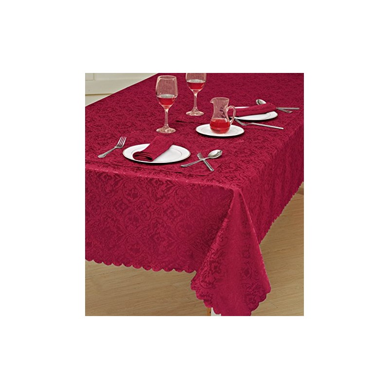 Prime Linens Home Decorative Classic Damask Printed Jacquard Tablecloth Rectangle