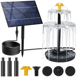 Solar Water Fountain Upgrade Solar Panel Water Fountain Adjustable Water Flow 2.8W 9V Solar Powered Water Pump for Water Feature Small Pond