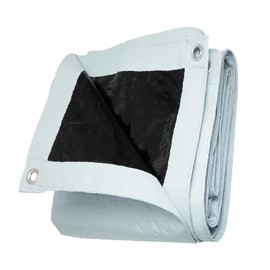 UCINNOVATE 10' x 10' Heavy Duty Waterproof White/Black Reversible Tarp, Durable 14 Mil Tarp Cover with Grommets, UV Resistant Reinforced Ground Sheet Cover for Garden Patio Lawn Greenhouse or Boat