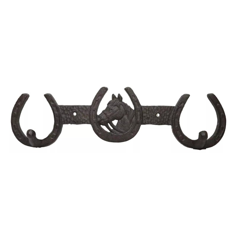 Ebros Gift Rustic Western Horse Head With 3 Horseshoes Lucky