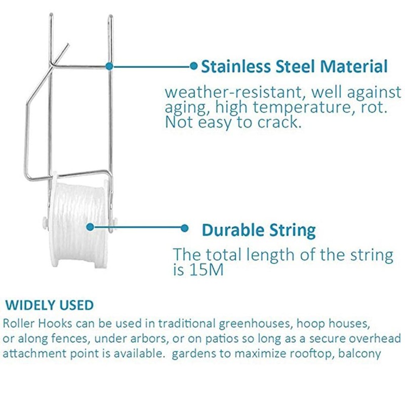 Pack of 10 Tomato Trellis Roller Hooks Tomato Support Hooks
