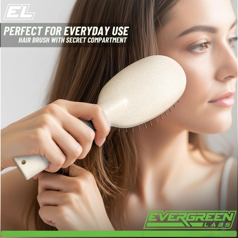 Evergreen Labs Hair Brush with Secret Compartment - Small Money
