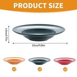 Pack of 6 Pasta Plates, Soup Plates, Deep Salad Plates, Camping Plates, Colourful Dinner Plates Set, Deep Picnic Plates, Round, Reusable, Deep Plates, Pasta Bowls for Pasta, Salads, Soups, Steaks