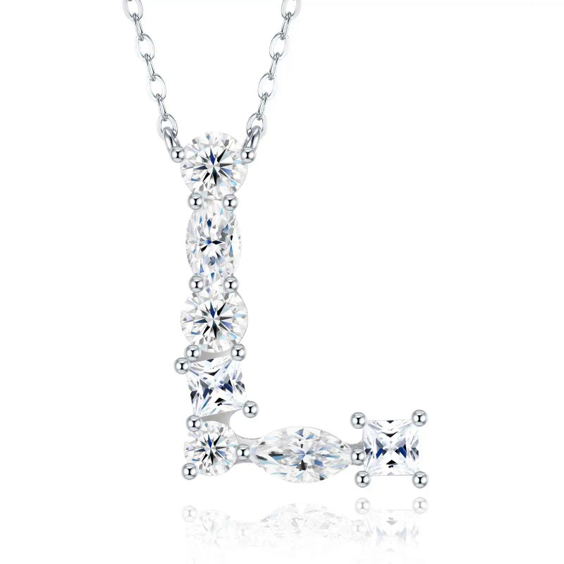 Pass Diamond Tester Letter I Multi Cut VVS Moissanite Necklace