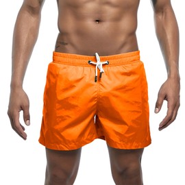 TUVEKE Orange Men's Swim Trunks 5" Quick Dry Beach Shorts with Mesh Lining Lightweight Swimwear Bathing Suit XL