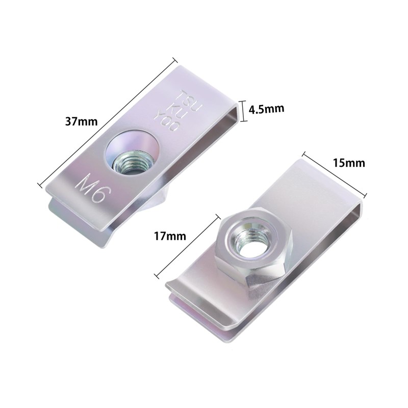 M6 Clip Nuts 1.5 x 0.6 inches (37 x 15