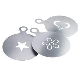 Westmark Dekorierschablonen-Set, 3-tlg., 3 verschiedene Motive, Cappuccino, ø 10 cm, Rostfreier Edelstahl, 62862260