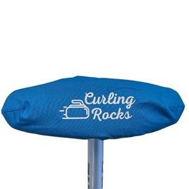Aqua Curling Broom Cover Handmade w White Curling Rocks with stones