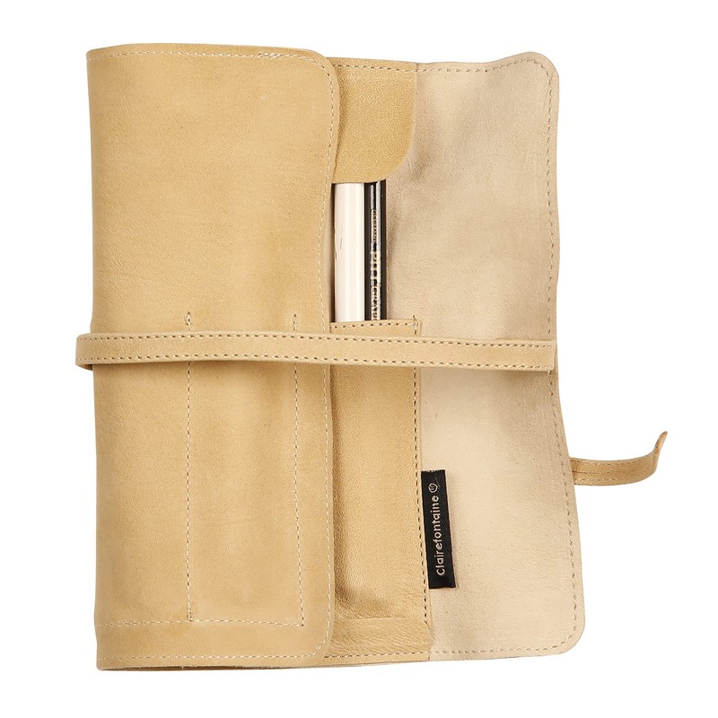 Clairefontaine Flying Spirit 930028C Lambskin Leather Round Pencil Case 26.7