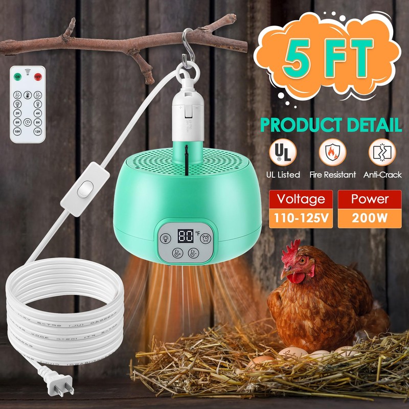 Gulfmew 1 Pack Chicken Coop Heater with Remote Control, Timing