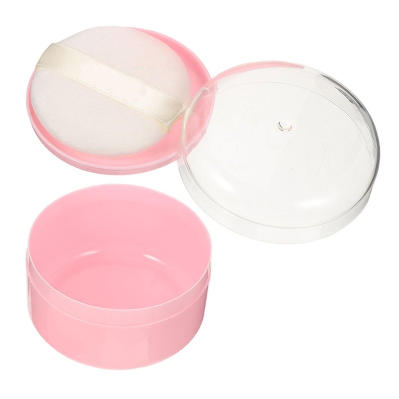 Estuche Vacío para Borlas de Polvo Rosa, Portátil y Ligero