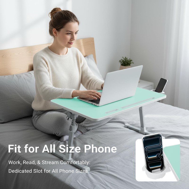 Adjustable Laptop Lap Desk with Cooling Fan USB Light for