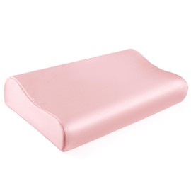 THXSILK 19 Momme 100% Mulberry Silk Pillowcase for Contour Memory Foam Pillow, Contour Pillow Case Cover, Cervical Pillow Case, Pack of 1(Charming Pink, 20"x12"x3.9"/2.7")