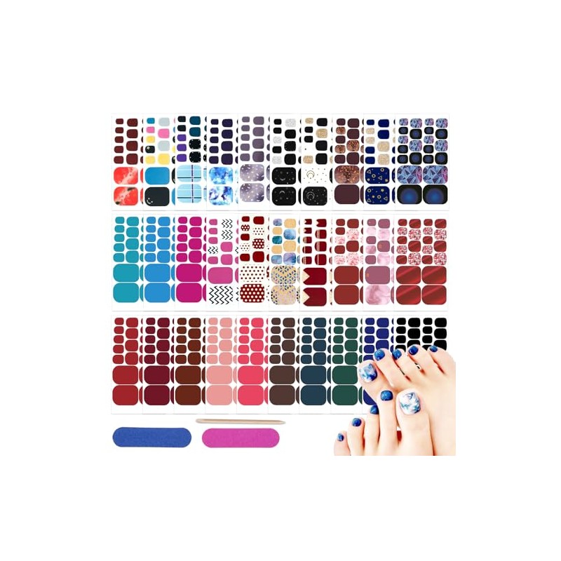 Toe Nail Stickers, DANNEASY 660pcs/30 Sheets Toenails Polish Strips Toes