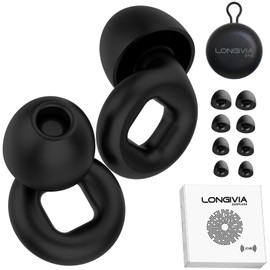 Longivia® Ohrstöpsel zum Schlafen aus Silikon Schwarz + 8 Aufsätze in XS/S/M/L Gehörschutz zum Schlafen bis zu 27dB - Ohrenschutz Lärmschutz, Noise Cancelling Earplugs for Sleeping Ohrenstöpsel