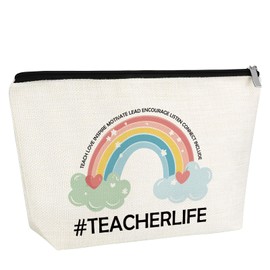 Teacher Appreciation Gift for Women Makeup Bag Thank You Gift Ideas for Teachers Cosmetic Bag Teachers Day Chrismas Birthday Gifts for Her Friend Mom Aunt Travel Pouch with Zipper