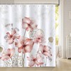 Bonhause Shower Curtain Watercolour Pink Flowers Plants Shower Curtains 180