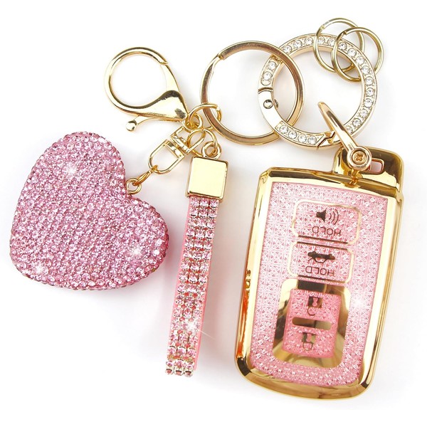 YIKECASE Key Fob Cover with Diamond Keychain Car Key Holder
