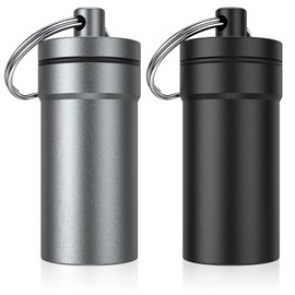 Portable Ear Plug Carrying Case, Urekt Waterproof Metal Earplug Case Keychain Container Holder（2 Pack）