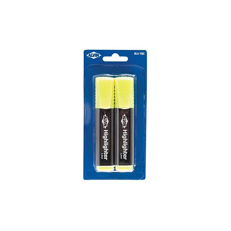 Alvin, Highlighters, 5.3mm Chisel Tips, Yellow - 2 Pack
